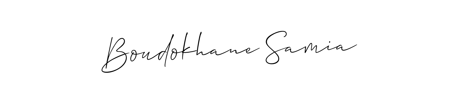 Make a beautiful signature design for name Boudokhane Samia. With this signature (Allison_Script) style, you can create a handwritten signature for free. Boudokhane Samia signature style 2 images and pictures png