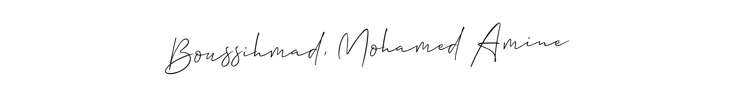 The best way (Allison_Script) to make a short signature is to pick only two or three words in your name. The name Boussihmad, Mohamed Amine include a total of six letters. For converting this name. Boussihmad, Mohamed Amine signature style 2 images and pictures png