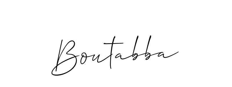 Make a short Boutabba signature style. Manage your documents anywhere anytime using Allison_Script. Create and add eSignatures, submit forms, share and send files easily. Boutabba signature style 2 images and pictures png