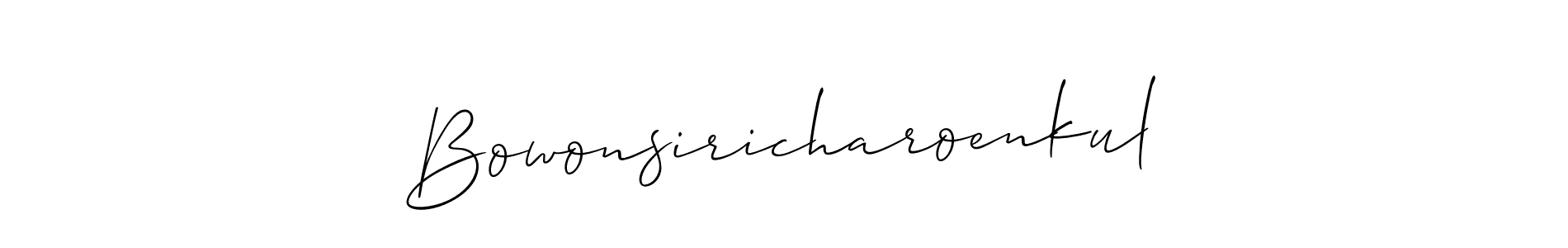 Also You can easily find your signature by using the search form. We will create Bowonsiricharoenkul name handwritten signature images for you free of cost using Allison_Script sign style. Bowonsiricharoenkul signature style 2 images and pictures png