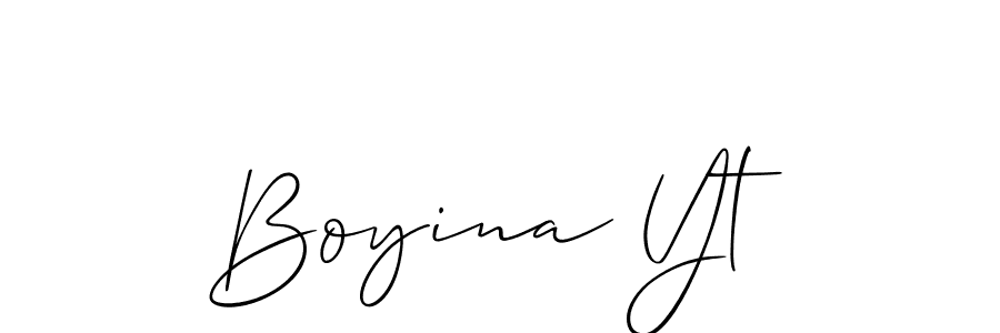 Similarly Allison_Script is the best handwritten signature design. Signature creator online .You can use it as an online autograph creator for name Boyina Yt. Boyina Yt signature style 2 images and pictures png