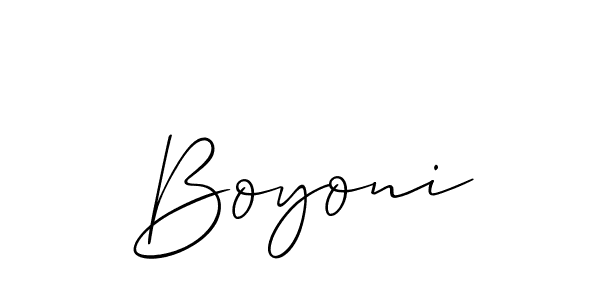 It looks lik you need a new signature style for name Boyoni. Design unique handwritten (Allison_Script) signature with our free signature maker in just a few clicks. Boyoni signature style 2 images and pictures png