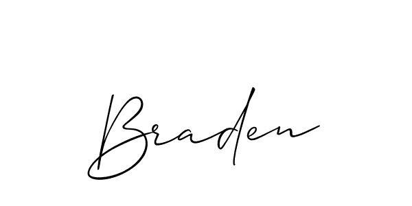 The best way (Allison_Script) to make a short signature is to pick only two or three words in your name. The name Braden include a total of six letters. For converting this name. Braden signature style 2 images and pictures png