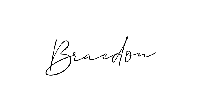 Create a beautiful signature design for name Braedon. With this signature (Allison_Script) fonts, you can make a handwritten signature for free. Braedon signature style 2 images and pictures png