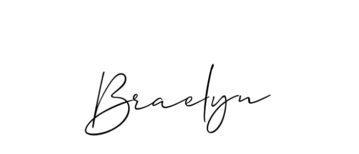 if you are searching for the best signature style for your name Braelyn. so please give up your signature search. here we have designed multiple signature styles  using Allison_Script. Braelyn signature style 2 images and pictures png