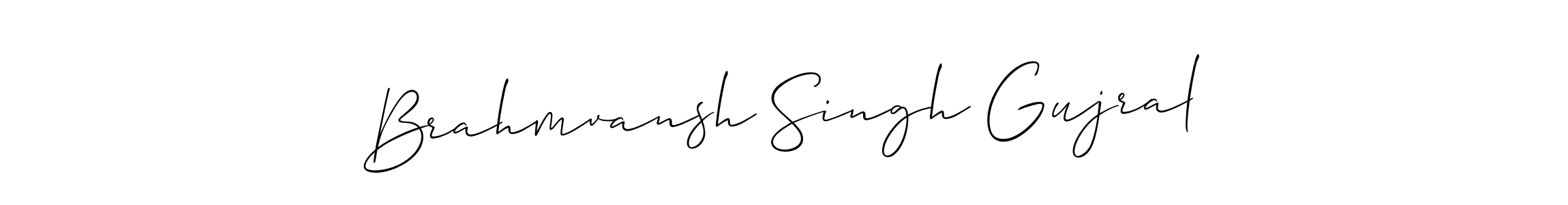 The best way (Allison_Script) to make a short signature is to pick only two or three words in your name. The name Brahmvansh Singh Gujral include a total of six letters. For converting this name. Brahmvansh Singh Gujral signature style 2 images and pictures png