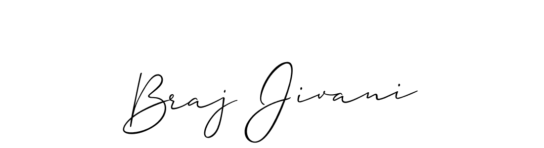 The best way (Allison_Script) to make a short signature is to pick only two or three words in your name. The name Braj Jivani include a total of six letters. For converting this name. Braj Jivani signature style 2 images and pictures png