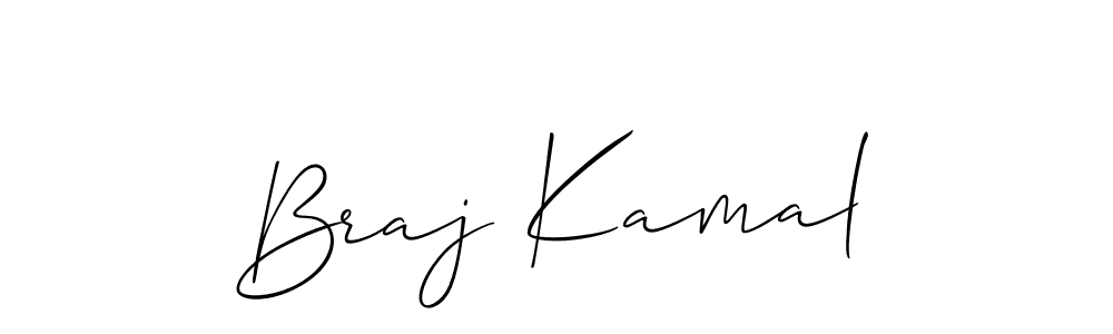 The best way (Allison_Script) to make a short signature is to pick only two or three words in your name. The name Braj Kamal include a total of six letters. For converting this name. Braj Kamal signature style 2 images and pictures png