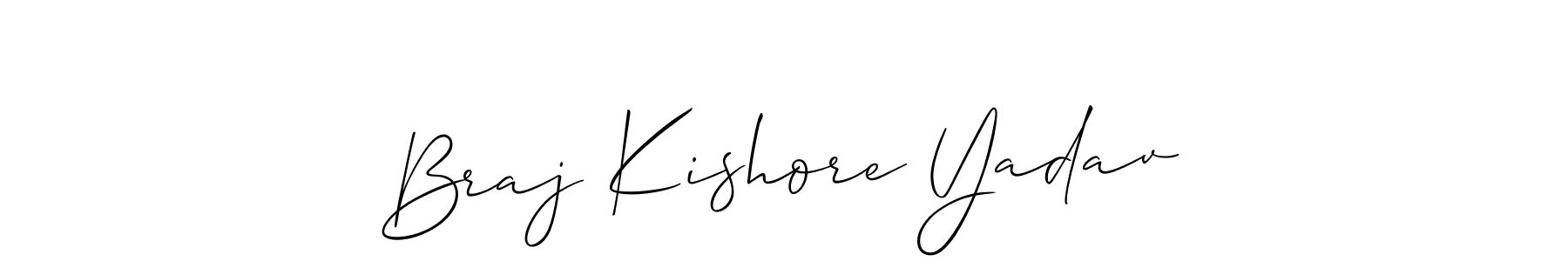 Make a short Braj Kishore Yadav signature style. Manage your documents anywhere anytime using Allison_Script. Create and add eSignatures, submit forms, share and send files easily. Braj Kishore Yadav signature style 2 images and pictures png