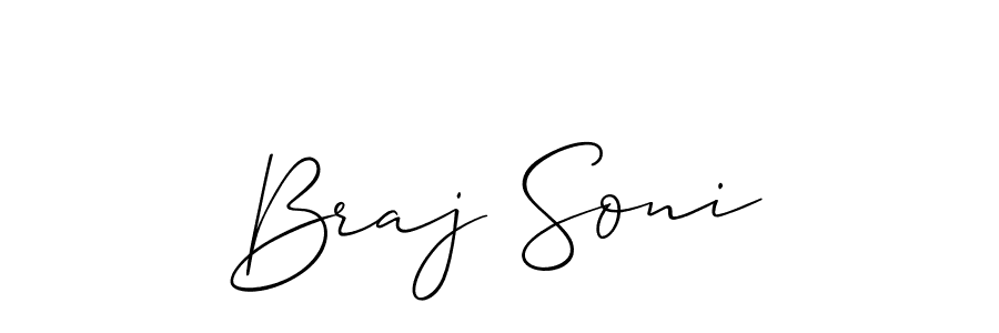 Make a beautiful signature design for name Braj Soni. With this signature (Allison_Script) style, you can create a handwritten signature for free. Braj Soni signature style 2 images and pictures png