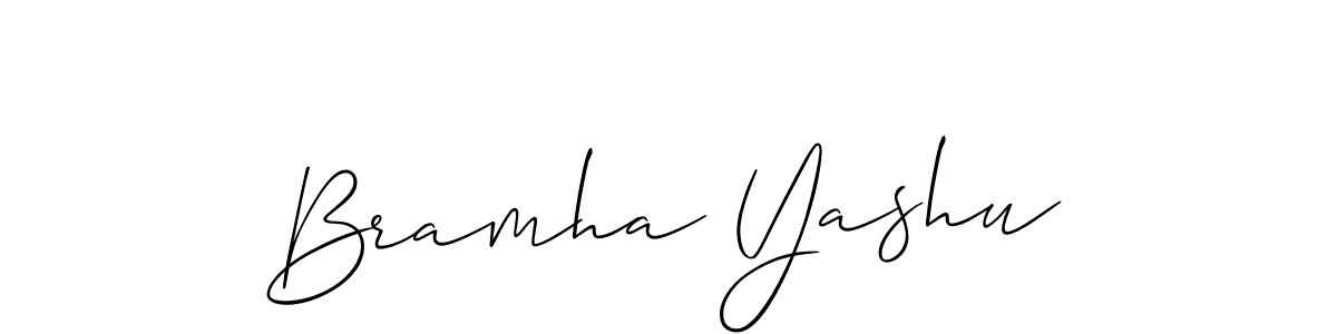 Design your own signature with our free online signature maker. With this signature software, you can create a handwritten (Allison_Script) signature for name Bramha Yashu. Bramha Yashu signature style 2 images and pictures png