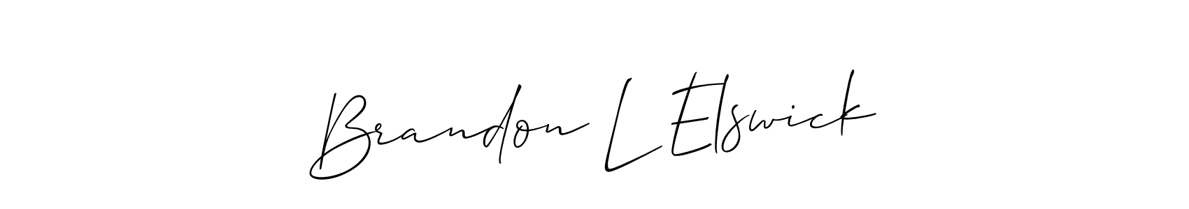 It looks lik you need a new signature style for name Brandon L Elswick. Design unique handwritten (Allison_Script) signature with our free signature maker in just a few clicks. Brandon L Elswick signature style 2 images and pictures png