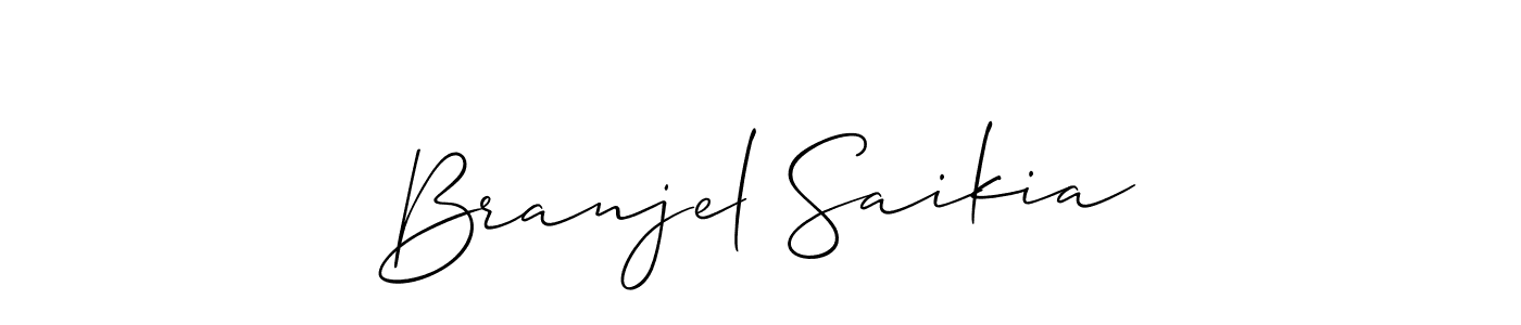 How to make Branjel Saikia name signature. Use Allison_Script style for creating short signs online. This is the latest handwritten sign. Branjel Saikia signature style 2 images and pictures png