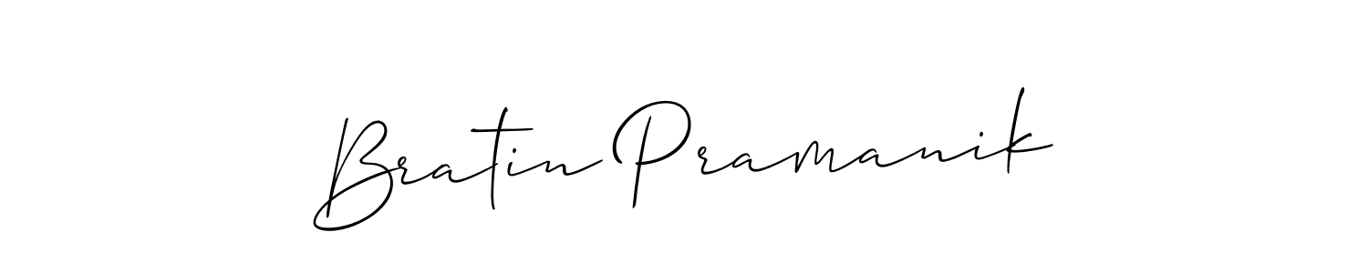 How to make Bratin Pramanik name signature. Use Allison_Script style for creating short signs online. This is the latest handwritten sign. Bratin Pramanik signature style 2 images and pictures png