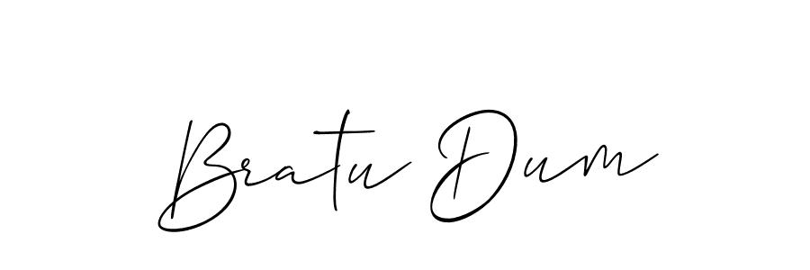 Use a signature maker to create a handwritten signature online. With this signature software, you can design (Allison_Script) your own signature for name Bratu Dum. Bratu Dum signature style 2 images and pictures png