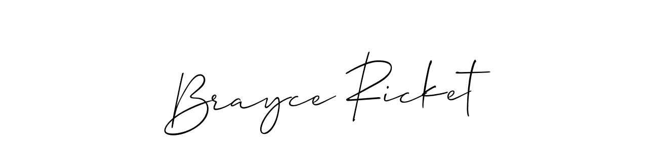 Make a beautiful signature design for name Brayce Ricket. With this signature (Allison_Script) style, you can create a handwritten signature for free. Brayce Ricket signature style 2 images and pictures png