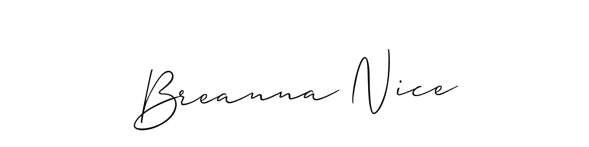 Create a beautiful signature design for name Breanna Nice. With this signature (Allison_Script) fonts, you can make a handwritten signature for free. Breanna Nice signature style 2 images and pictures png