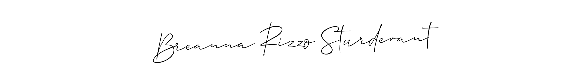 How to make Breanna Rizzo Sturdevant name signature. Use Allison_Script style for creating short signs online. This is the latest handwritten sign. Breanna Rizzo Sturdevant signature style 2 images and pictures png