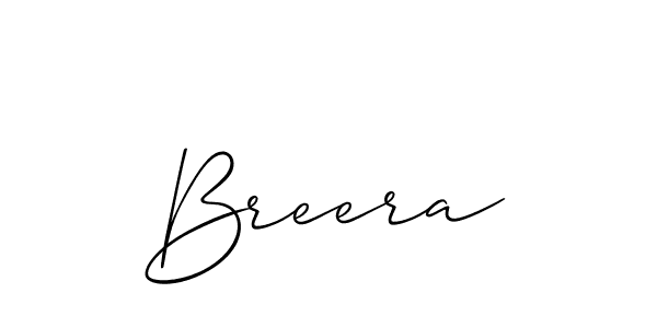 Design your own signature with our free online signature maker. With this signature software, you can create a handwritten (Allison_Script) signature for name Breera. Breera signature style 2 images and pictures png