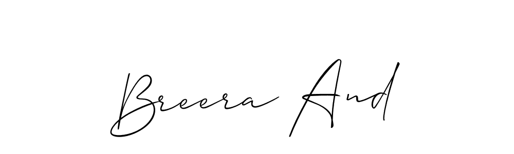 Use a signature maker to create a handwritten signature online. With this signature software, you can design (Allison_Script) your own signature for name Breera And. Breera And signature style 2 images and pictures png