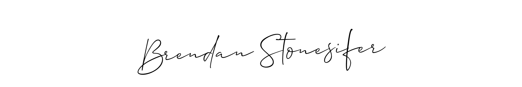 The best way (Allison_Script) to make a short signature is to pick only two or three words in your name. The name Brendan Stonesifer include a total of six letters. For converting this name. Brendan Stonesifer signature style 2 images and pictures png