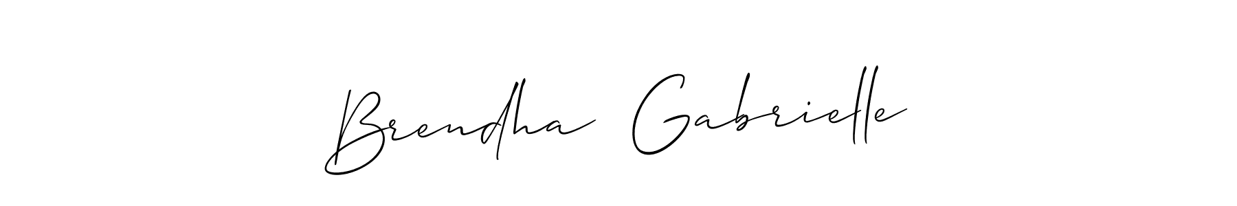 The best way (Allison_Script) to make a short signature is to pick only two or three words in your name. The name Brendha  Gabrielle include a total of six letters. For converting this name. Brendha  Gabrielle signature style 2 images and pictures png