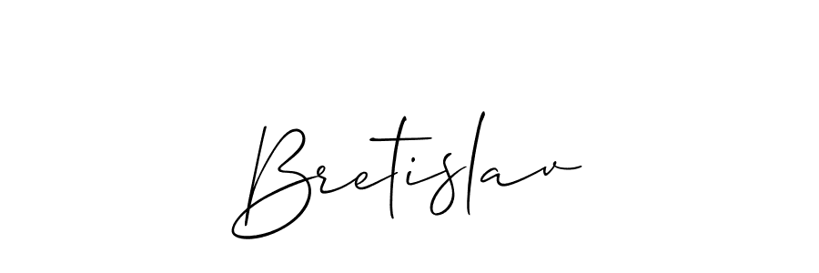 It looks lik you need a new signature style for name Bretislav. Design unique handwritten (Allison_Script) signature with our free signature maker in just a few clicks. Bretislav signature style 2 images and pictures png