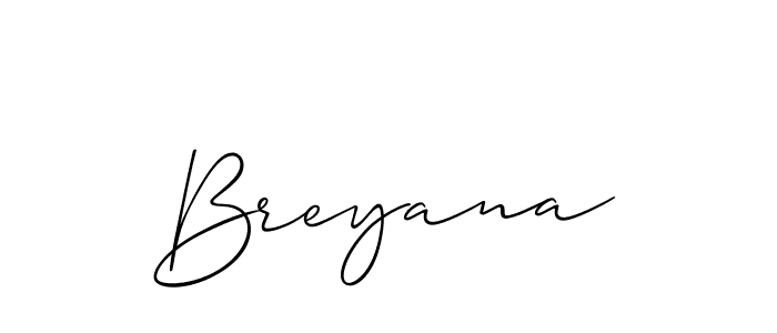 Use a signature maker to create a handwritten signature online. With this signature software, you can design (Allison_Script) your own signature for name Breyana. Breyana signature style 2 images and pictures png