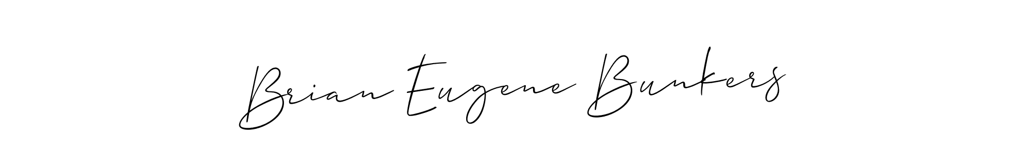 The best way (Allison_Script) to make a short signature is to pick only two or three words in your name. The name Brian Eugene Bunkers include a total of six letters. For converting this name. Brian Eugene Bunkers signature style 2 images and pictures png