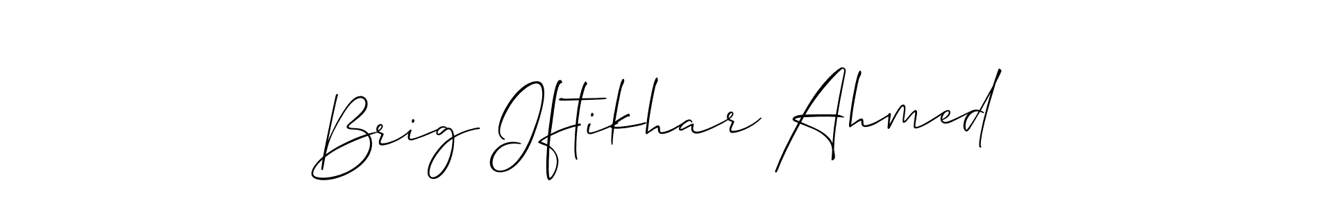 This is the best signature style for the Brig Iftikhar Ahmed name. Also you like these signature font (Allison_Script). Mix name signature. Brig Iftikhar Ahmed signature style 2 images and pictures png