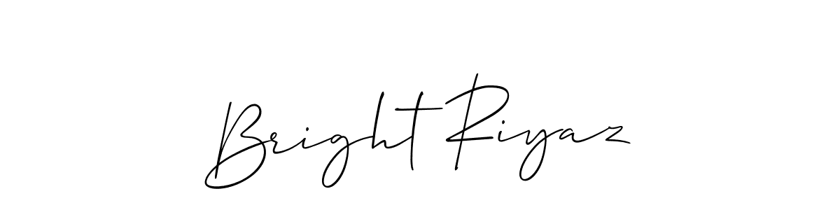 The best way (Allison_Script) to make a short signature is to pick only two or three words in your name. The name Bright Riyaz include a total of six letters. For converting this name. Bright Riyaz signature style 2 images and pictures png