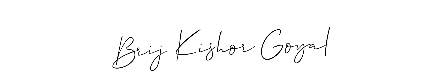 This is the best signature style for the Brij Kishor Goyal name. Also you like these signature font (Allison_Script). Mix name signature. Brij Kishor Goyal signature style 2 images and pictures png