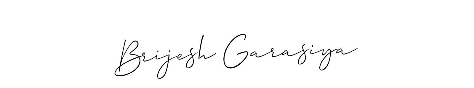 Make a short Brijesh Garasiya signature style. Manage your documents anywhere anytime using Allison_Script. Create and add eSignatures, submit forms, share and send files easily. Brijesh Garasiya signature style 2 images and pictures png