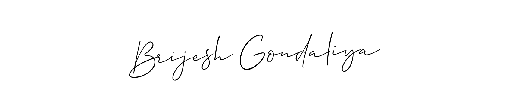 Create a beautiful signature design for name Brijesh Gondaliya. With this signature (Allison_Script) fonts, you can make a handwritten signature for free. Brijesh Gondaliya signature style 2 images and pictures png