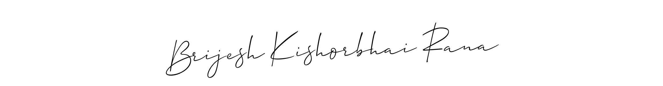 How to make Brijesh Kishorbhai Rana name signature. Use Allison_Script style for creating short signs online. This is the latest handwritten sign. Brijesh Kishorbhai Rana signature style 2 images and pictures png