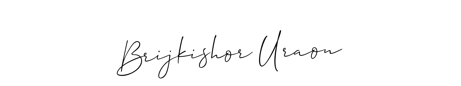 Create a beautiful signature design for name Brijkishor Uraon. With this signature (Allison_Script) fonts, you can make a handwritten signature for free. Brijkishor Uraon signature style 2 images and pictures png