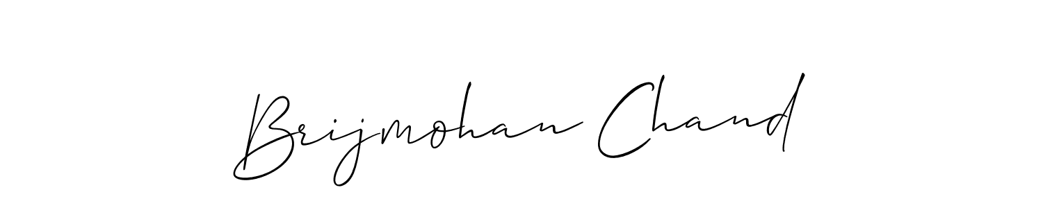 The best way (Allison_Script) to make a short signature is to pick only two or three words in your name. The name Brijmohan Chand include a total of six letters. For converting this name. Brijmohan Chand signature style 2 images and pictures png
