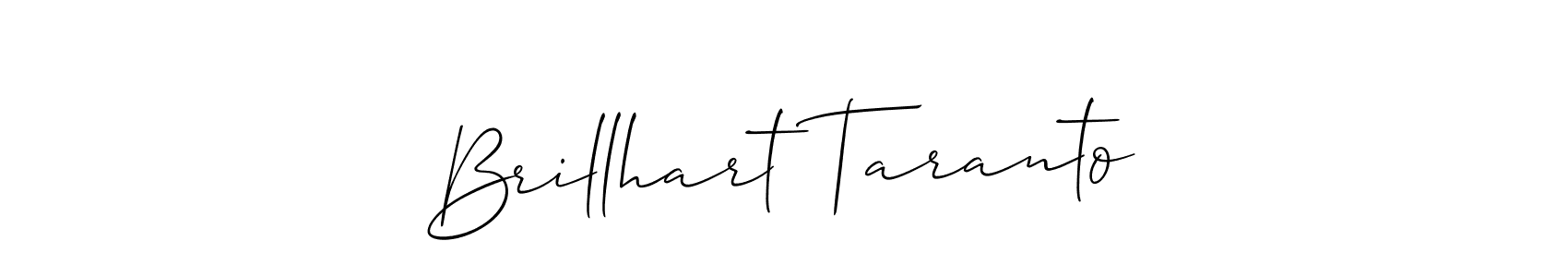 How to make Brillhart Taranto name signature. Use Allison_Script style for creating short signs online. This is the latest handwritten sign. Brillhart Taranto signature style 2 images and pictures png