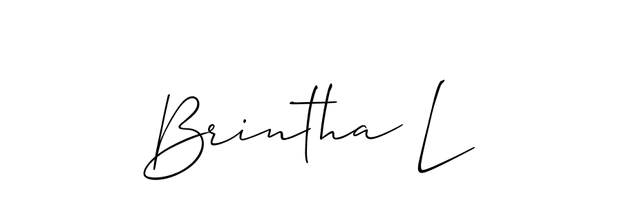Make a beautiful signature design for name Brintha L. With this signature (Allison_Script) style, you can create a handwritten signature for free. Brintha L signature style 2 images and pictures png