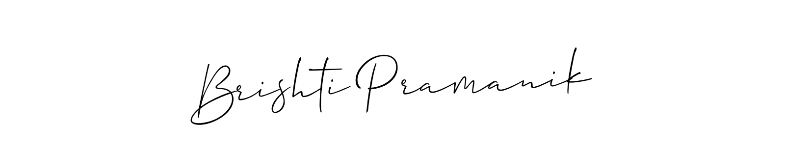 Similarly Allison_Script is the best handwritten signature design. Signature creator online .You can use it as an online autograph creator for name Brishti Pramanik. Brishti Pramanik signature style 2 images and pictures png