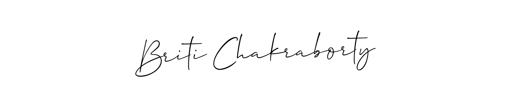 Make a short Briti Chakraborty signature style. Manage your documents anywhere anytime using Allison_Script. Create and add eSignatures, submit forms, share and send files easily. Briti Chakraborty signature style 2 images and pictures png