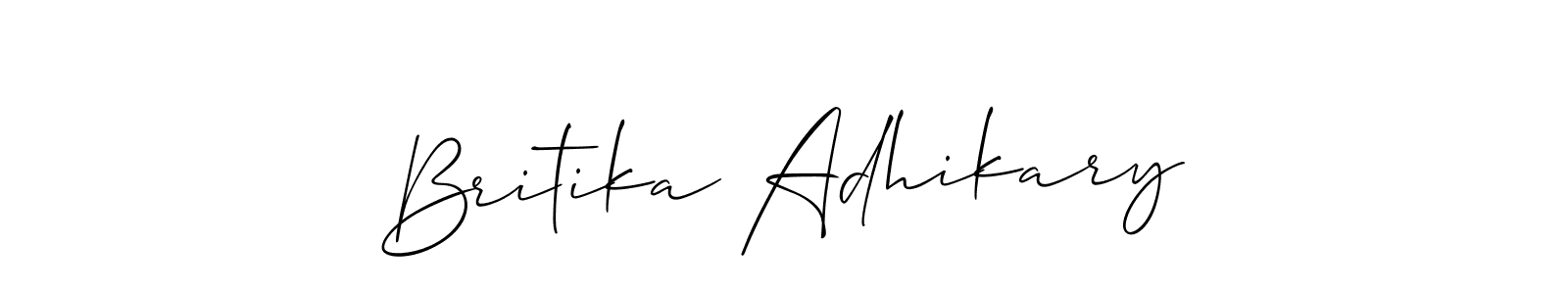 Similarly Allison_Script is the best handwritten signature design. Signature creator online .You can use it as an online autograph creator for name Britika Adhikary. Britika Adhikary signature style 2 images and pictures png