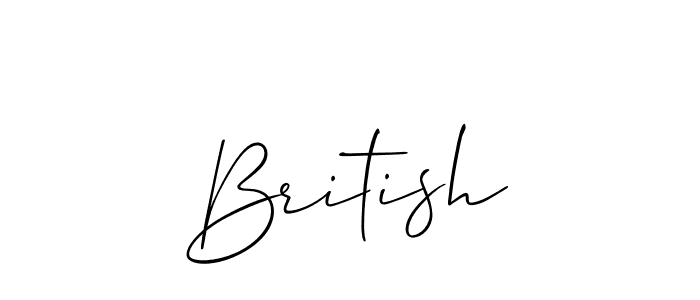 Make a beautiful signature design for name British. With this signature (Allison_Script) style, you can create a handwritten signature for free. British signature style 2 images and pictures png