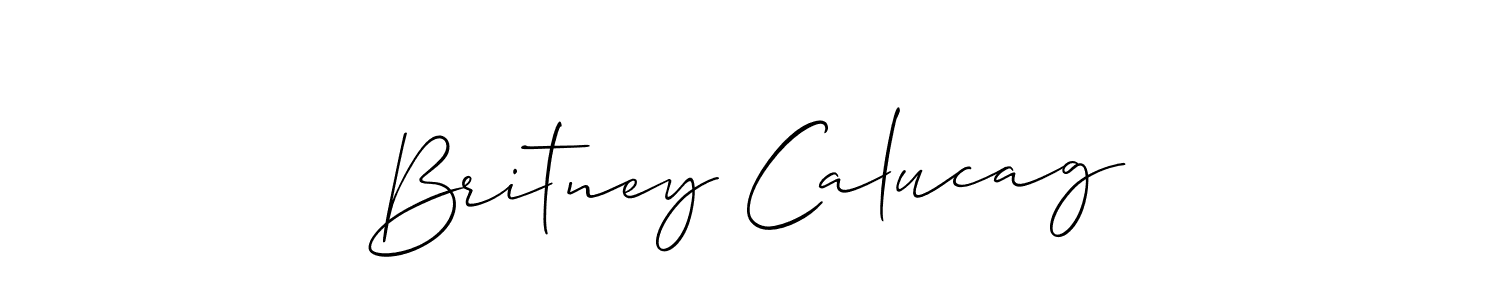 You should practise on your own different ways (Allison_Script) to write your name (Britney Calucag) in signature. don't let someone else do it for you. Britney Calucag signature style 2 images and pictures png