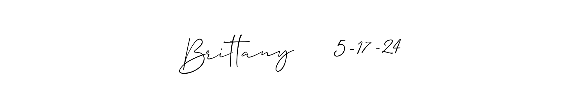 Make a short Brittany     5-17-24 signature style. Manage your documents anywhere anytime using Allison_Script. Create and add eSignatures, submit forms, share and send files easily. Brittany     5-17-24 signature style 2 images and pictures png
