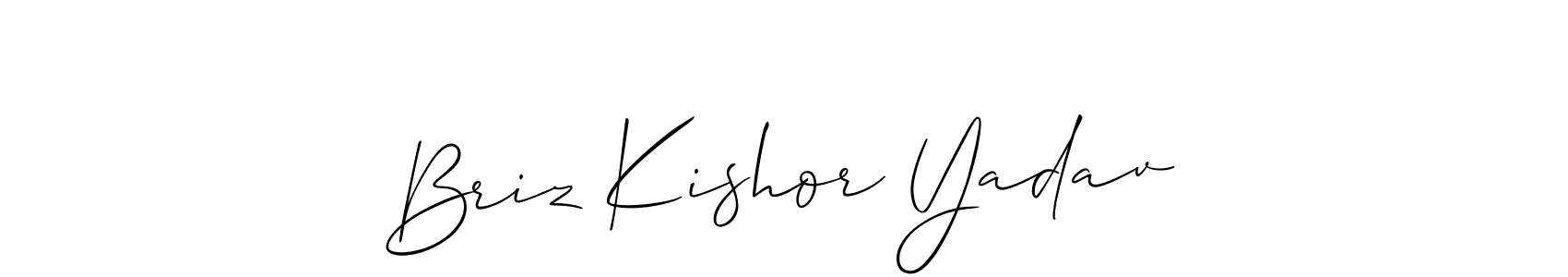 Similarly Allison_Script is the best handwritten signature design. Signature creator online .You can use it as an online autograph creator for name Briz Kishor Yadav. Briz Kishor Yadav signature style 2 images and pictures png