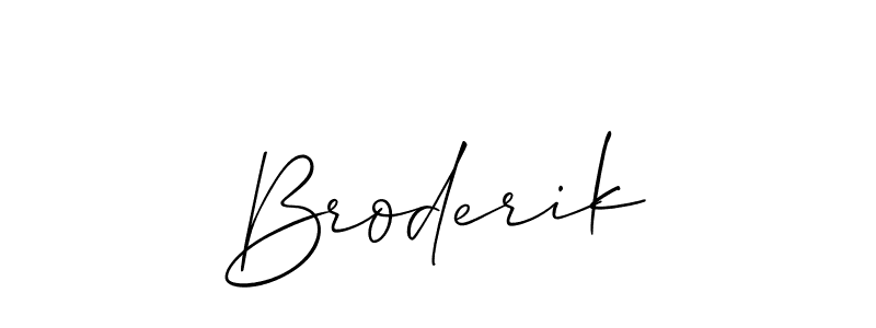 Use a signature maker to create a handwritten signature online. With this signature software, you can design (Allison_Script) your own signature for name Broderik. Broderik signature style 2 images and pictures png