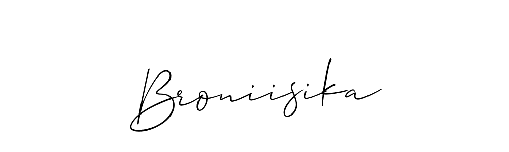 Use a signature maker to create a handwritten signature online. With this signature software, you can design (Allison_Script) your own signature for name Broniisika. Broniisika signature style 2 images and pictures png