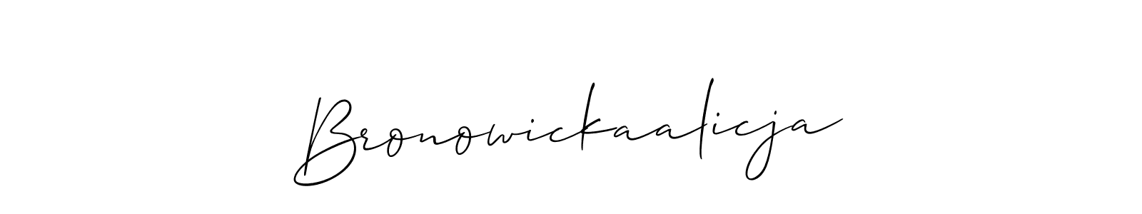 Design your own signature with our free online signature maker. With this signature software, you can create a handwritten (Allison_Script) signature for name Bronowickaalicja. Bronowickaalicja signature style 2 images and pictures png