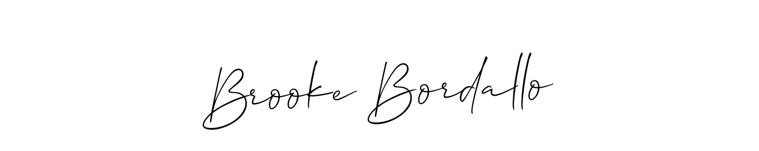 Design your own signature with our free online signature maker. With this signature software, you can create a handwritten (Allison_Script) signature for name Brooke Bordallo. Brooke Bordallo signature style 2 images and pictures png